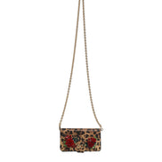 Dolce & Gabbana Husă Flip Cover Maro Leopard cu Cristale iPhone X - XS