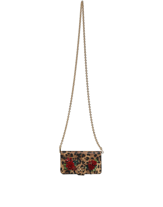 Dolce & Gabbana Husă Flip Cover Maro Leopard cu Cristale iPhone X - XS