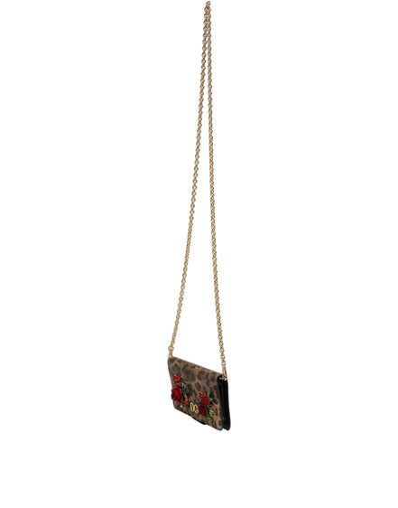 Dolce & Gabbana Husă Flip Cover Maro Leopard cu Cristale iPhone X - XS