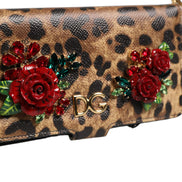 Dolce & Gabbana Husă Flip Cover Maro Leopard cu Cristale iPhone X - XS