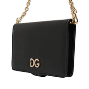 Dolce & Gabbana Black Calf Leather iPhone X-XS Flip Cover Case