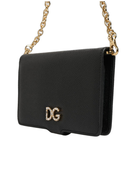 Dolce & Gabbana Black Calf Leather iPhone X-XS Flip Cover Case