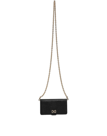Dolce & Gabbana Black Calf Leather iPhone X-XS Flip Cover Case