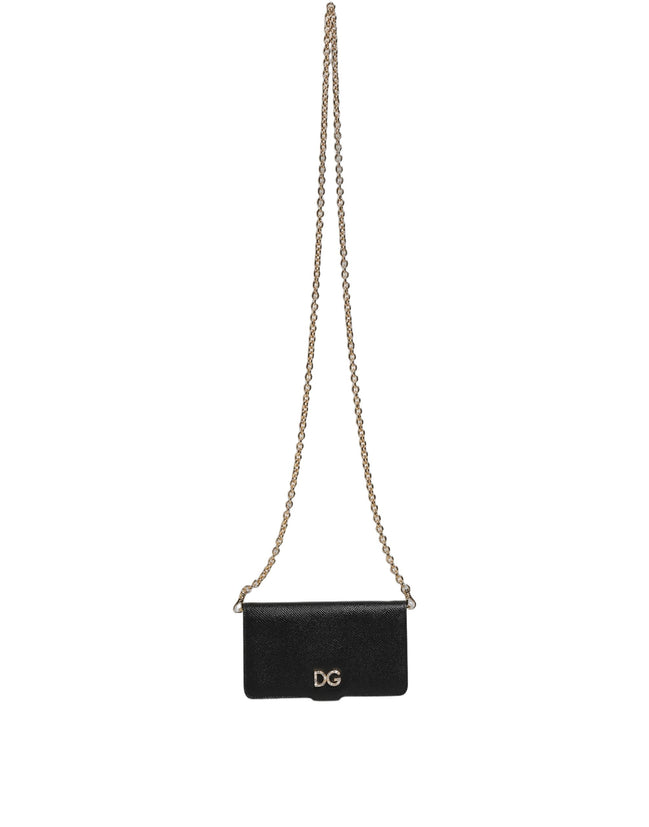 Dolce & Gabbana Black Calf Leather iPhone X-XS Flip Cover Case