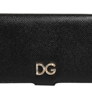 Dolce & Gabbana Black Calf Leather iPhone X-XS Flip Cover Case