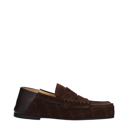 Loafers slip-on Jacquemus maro din piele întoarsă