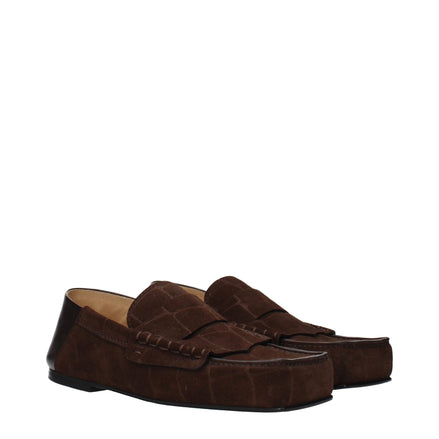 Loafers slip-on Jacquemus maro din piele întoarsă