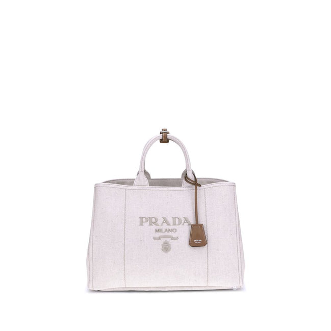 Prada Geantă de Umăr Bej din Bumbac