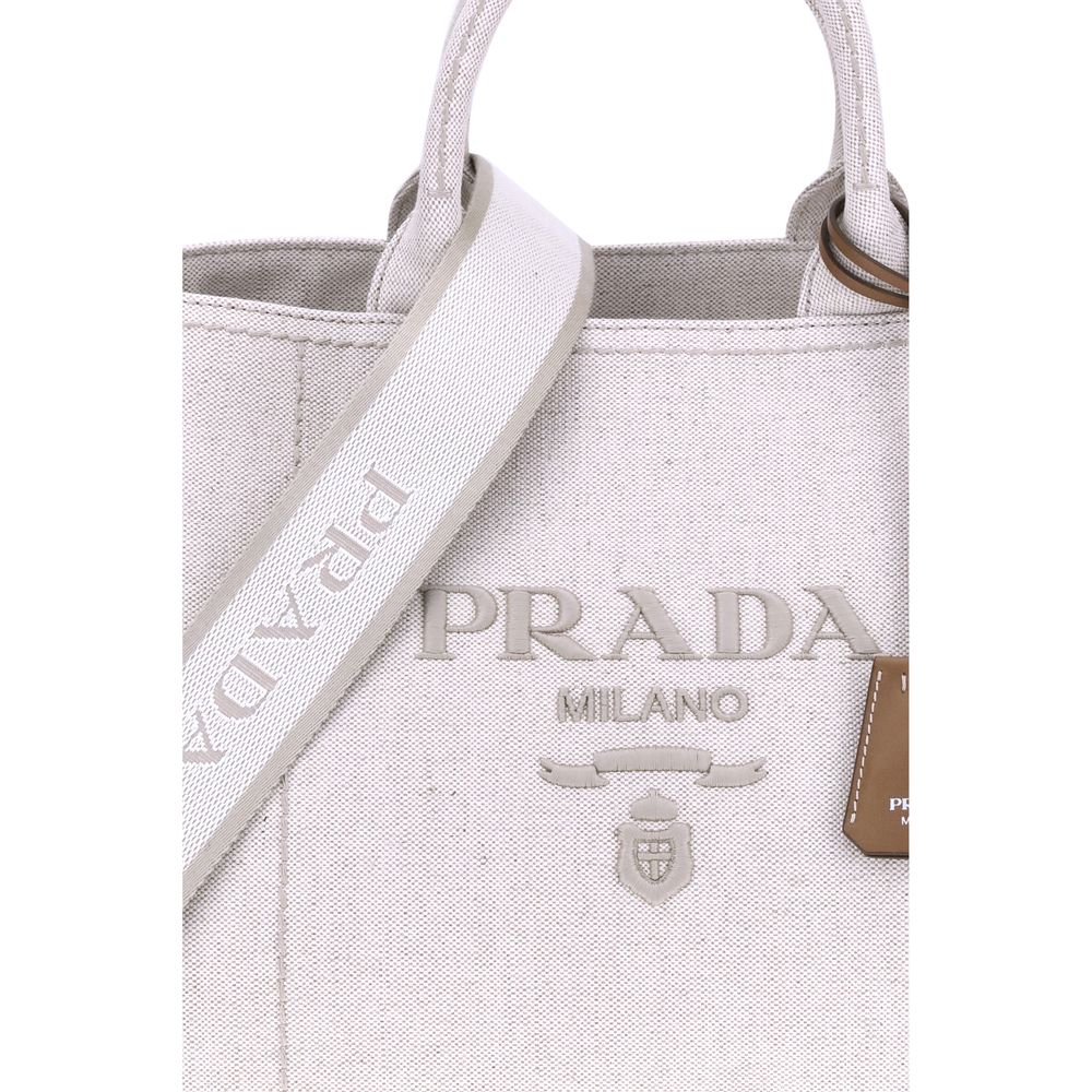 Prada Geantă de Umăr Bej din Bumbac