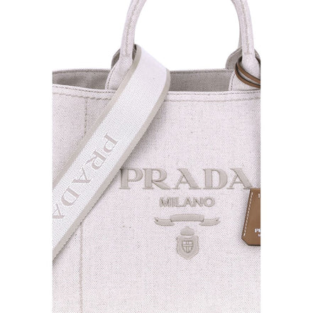 Prada Geantă de Umăr Bej din Bumbac