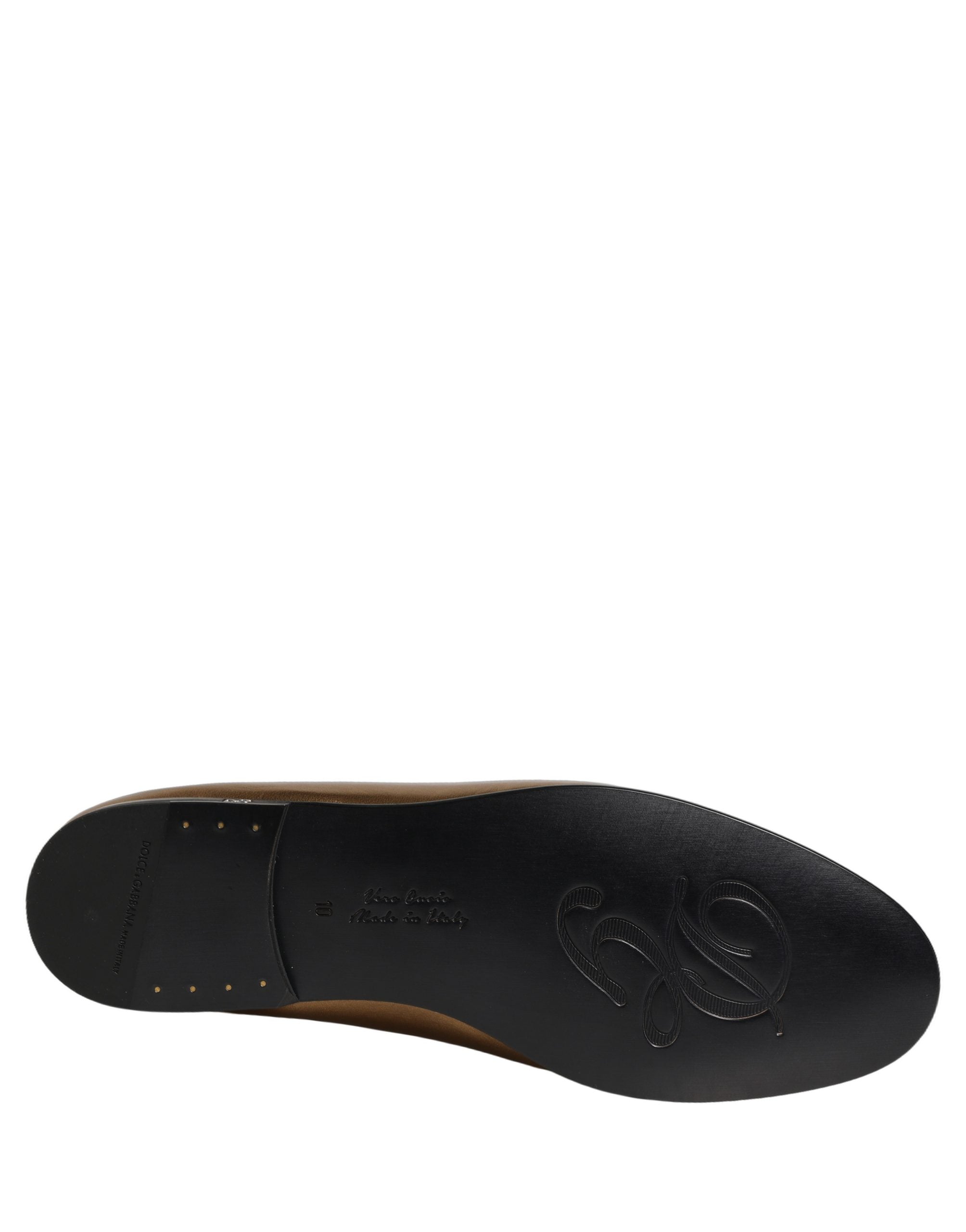Dolce & Gabbana Gold Leather DG Logo Slip On Loafers