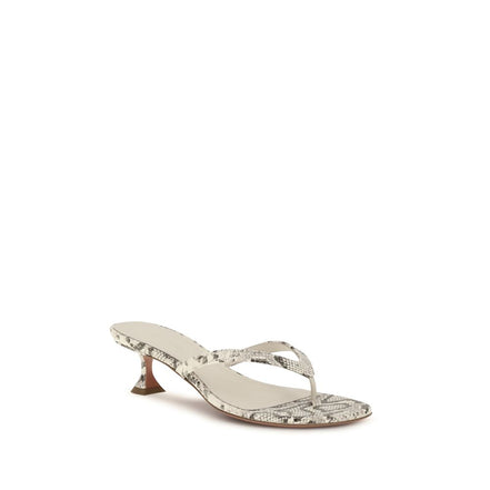 Sandale plate Amina Muaddi gri din piele