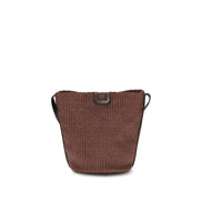 Brunello Cucinelli Geantă Bucket Bordo din Rafie