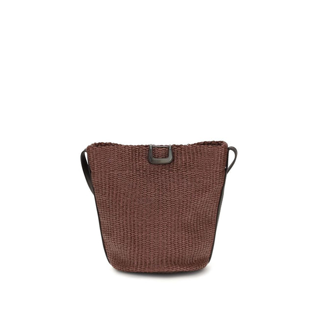 Brunello Cucinelli Geantă Bucket Bordo din Rafie