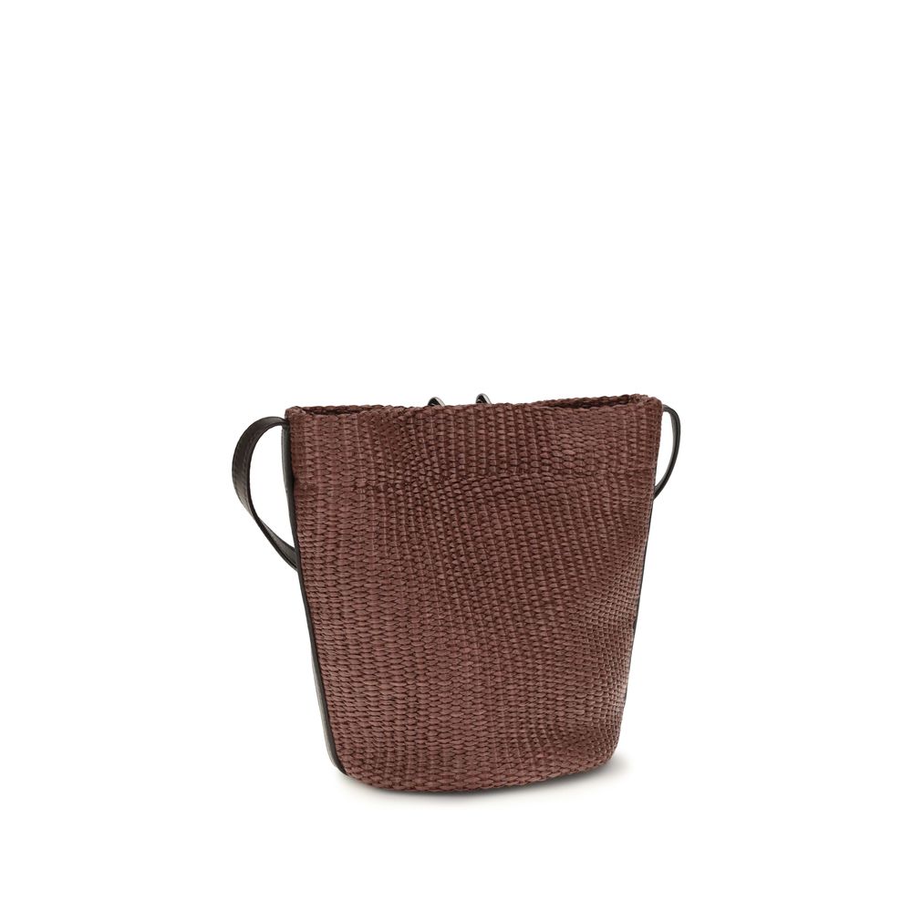 Brunello Cucinelli Geantă Bucket Bordo din Rafie