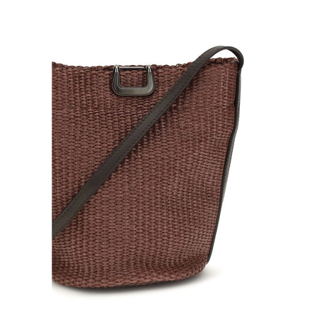 Brunello Cucinelli Geantă Bucket Bordo din Rafie