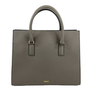 Geantă Versace Virtus Large din Piele, Tip Satchel cu Mâner Superior, Gri
