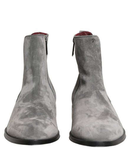 Dolce & Gabbana Gray Suede Leather Chelsea Boots