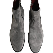 Dolce & Gabbana Gray Suede Leather Chelsea Boots