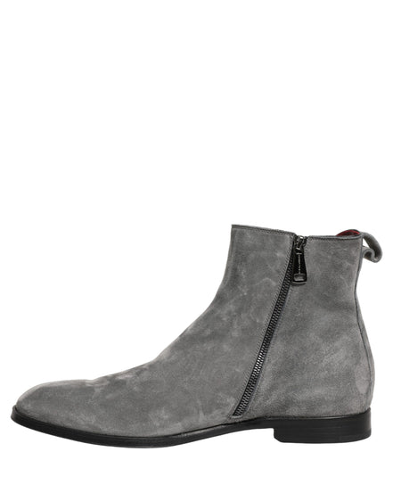 Dolce & Gabbana Gray Suede Leather Chelsea Boots