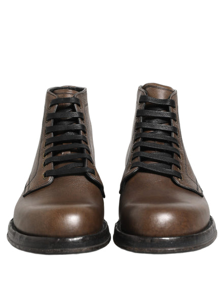Dolce & Gabbana Brown Perugino Leather Ankle Boots