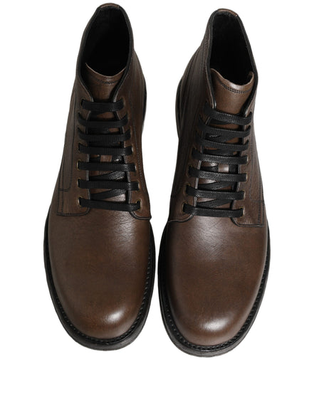Dolce & Gabbana Brown Perugino Leather Ankle Boots