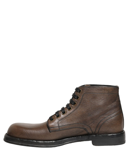 Dolce & Gabbana Brown Perugino Leather Ankle Boots