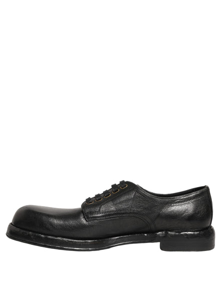 Dolce & Gabbana Black Leather Lace Up Derby Dress Men Shoes