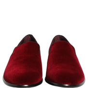 Dolce & Gabbana Maroon Velvet Slip-On Dress Loafers