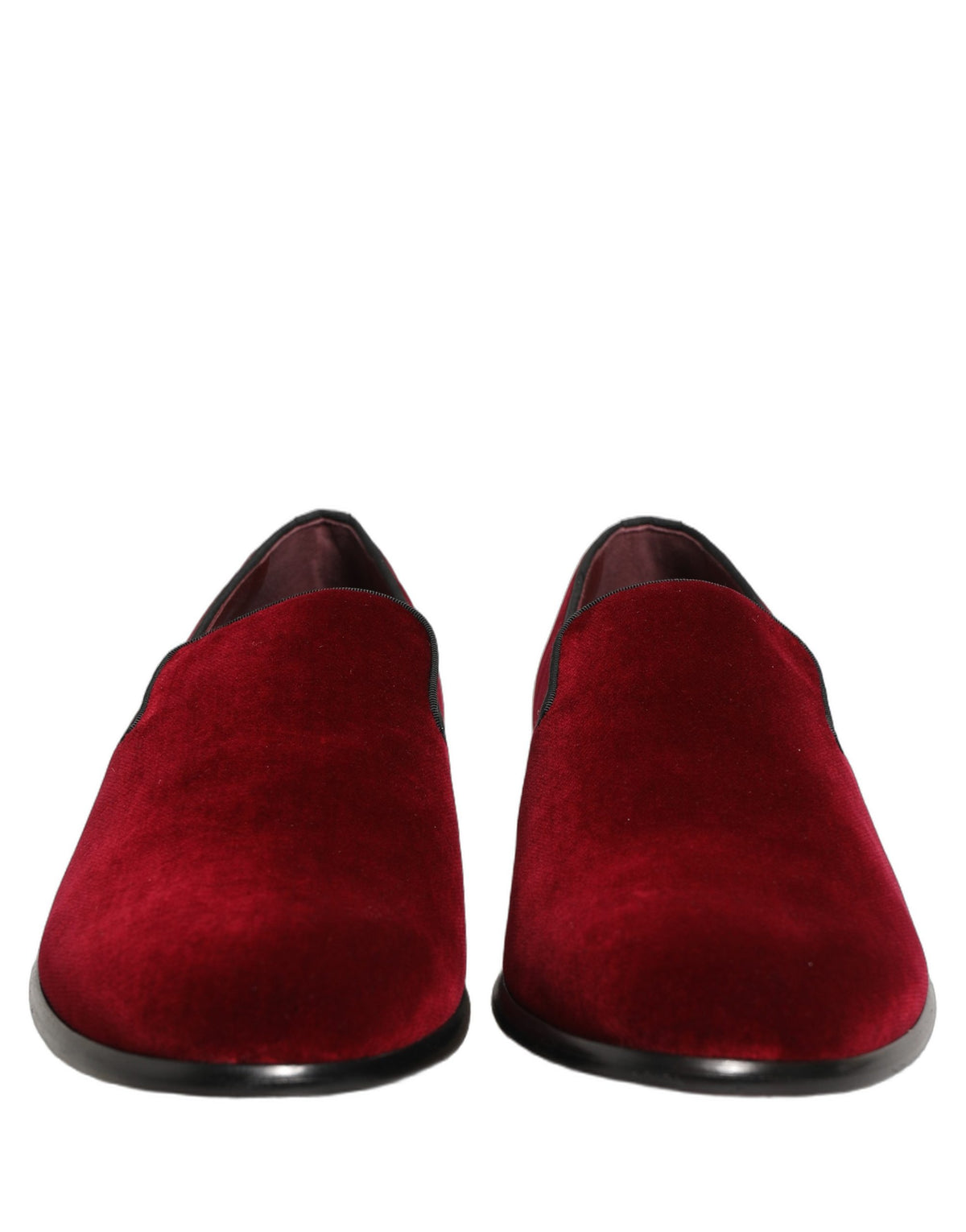 Dolce & Gabbana Maroon Velvet Slip-On Dress Loafers