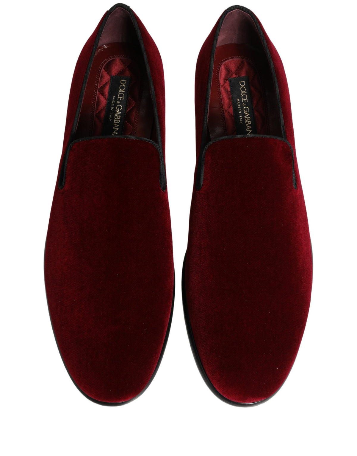 Dolce & Gabbana Maroon Velvet Slip-On Dress Loafers