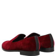 Dolce & Gabbana Maroon Velvet Slip-On Dress Loafers