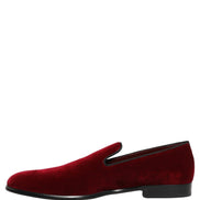 Dolce & Gabbana Maroon Velvet Slip-On Dress Loafers