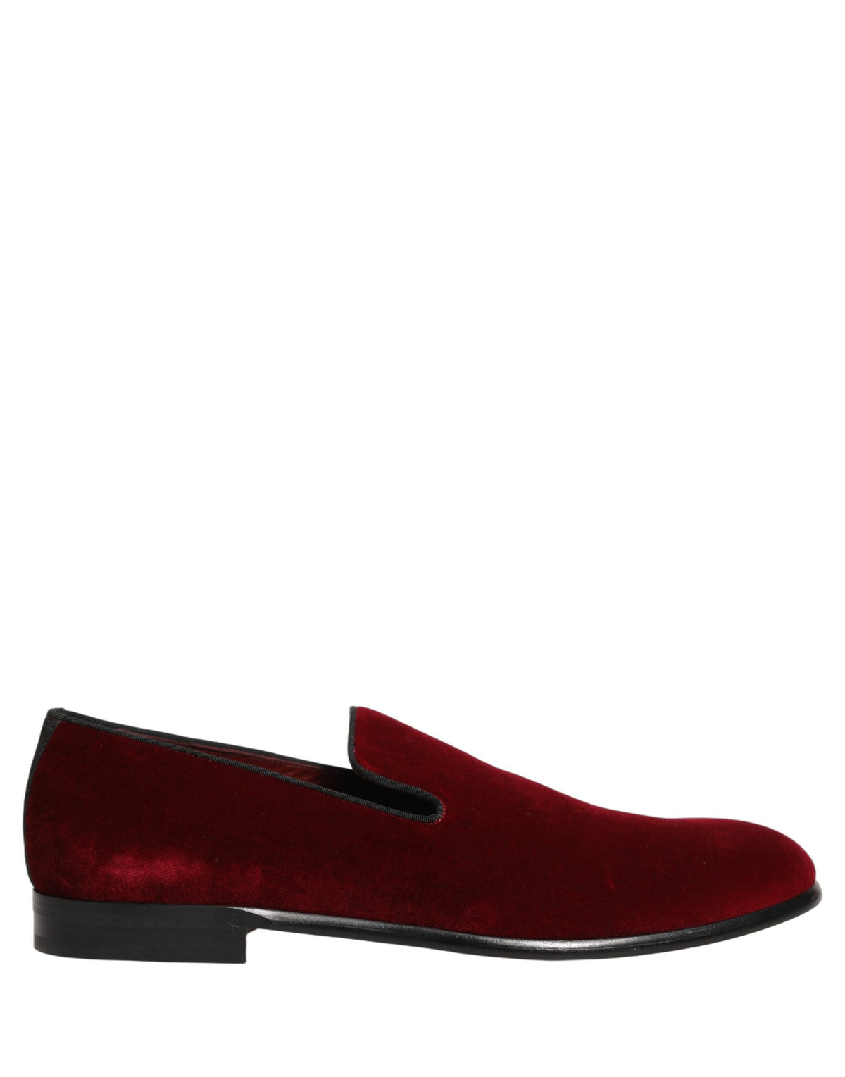 Dolce & Gabbana Maroon Velvet Slip-On Dress Loafers