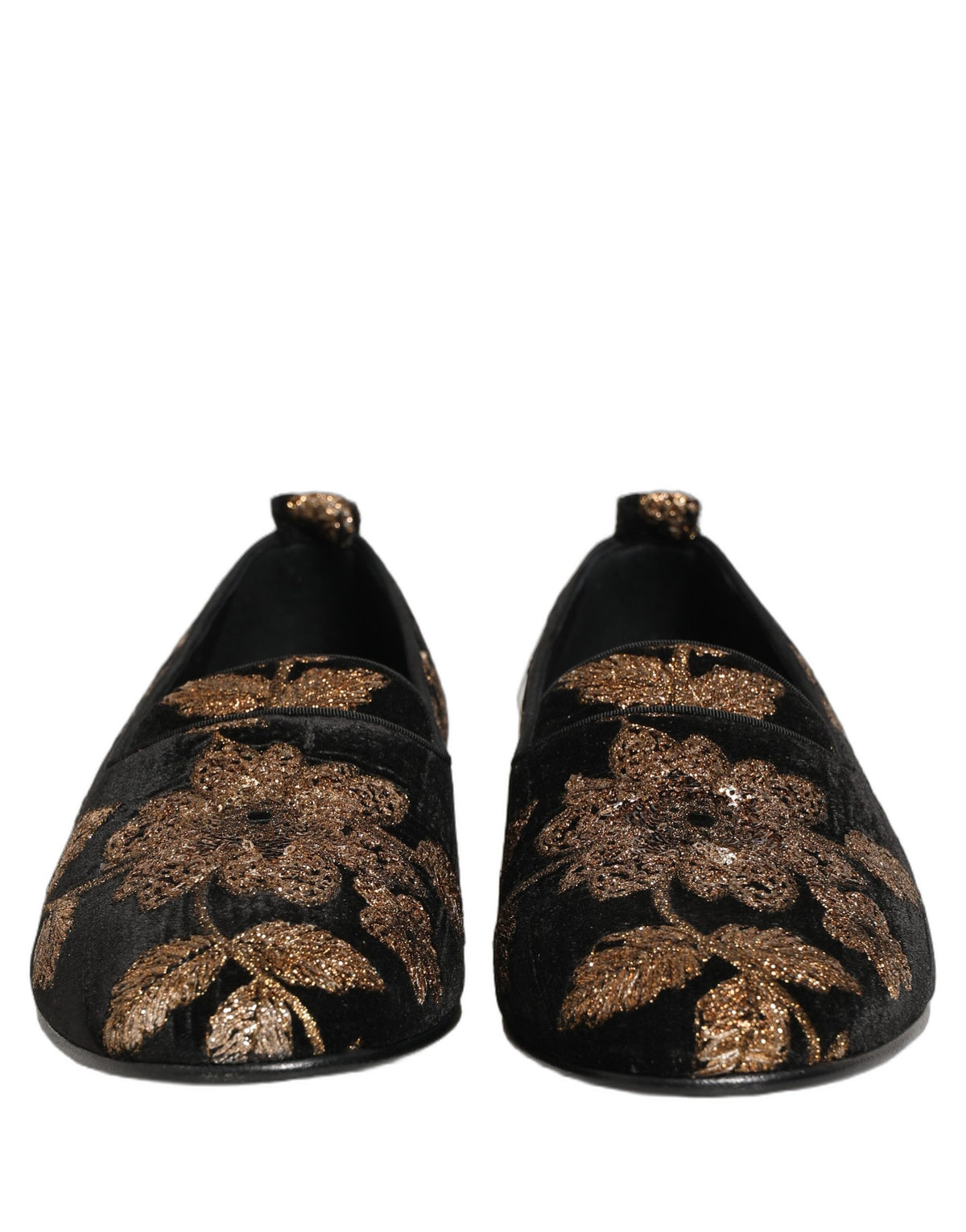 Dolce & Gabbana Black Floral Jacquard Dress Loafers