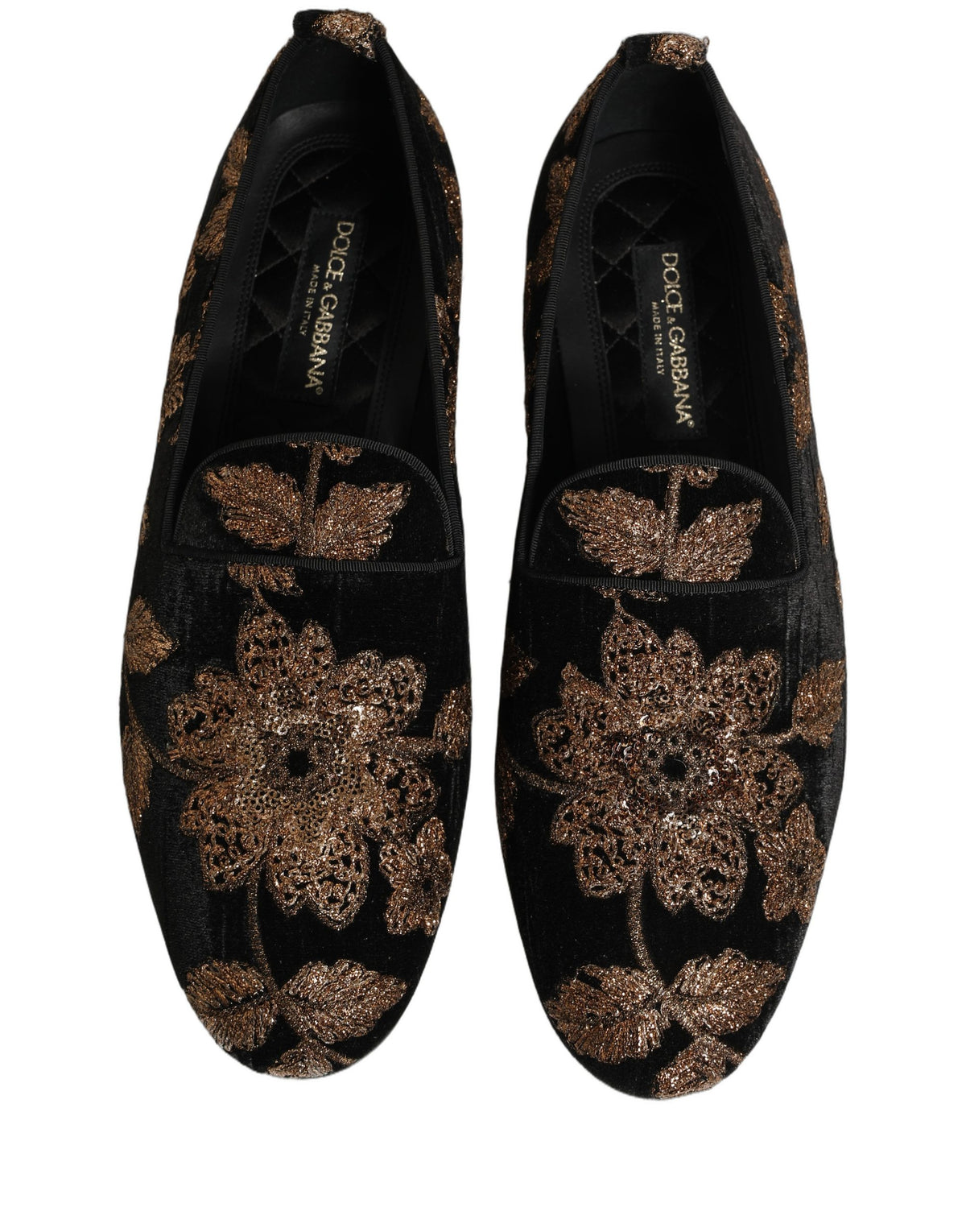 Dolce & Gabbana Black Floral Jacquard Dress Loafers