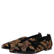 Dolce & Gabbana Black Floral Jacquard Dress Loafers