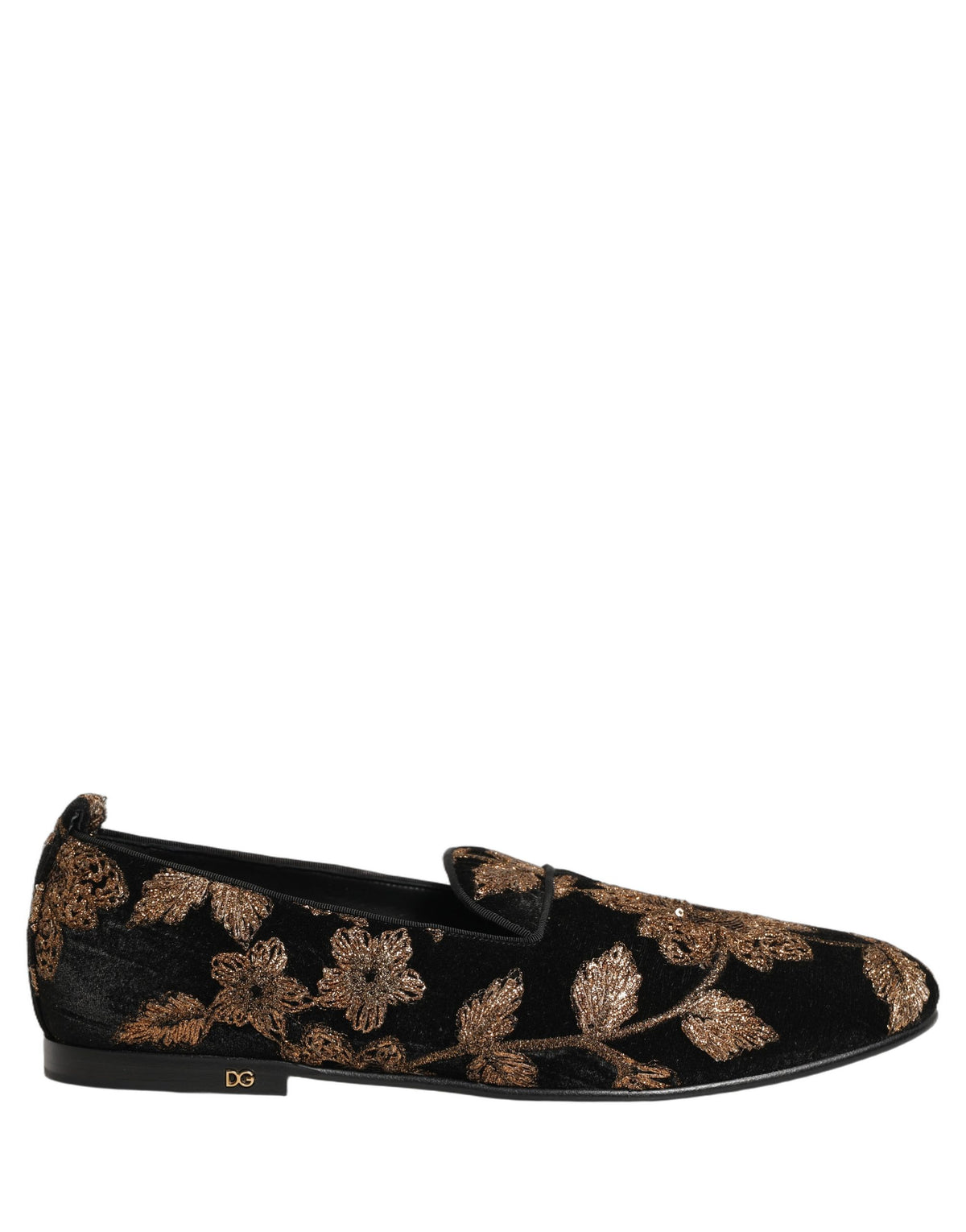 Dolce & Gabbana Black Floral Jacquard Dress Loafers