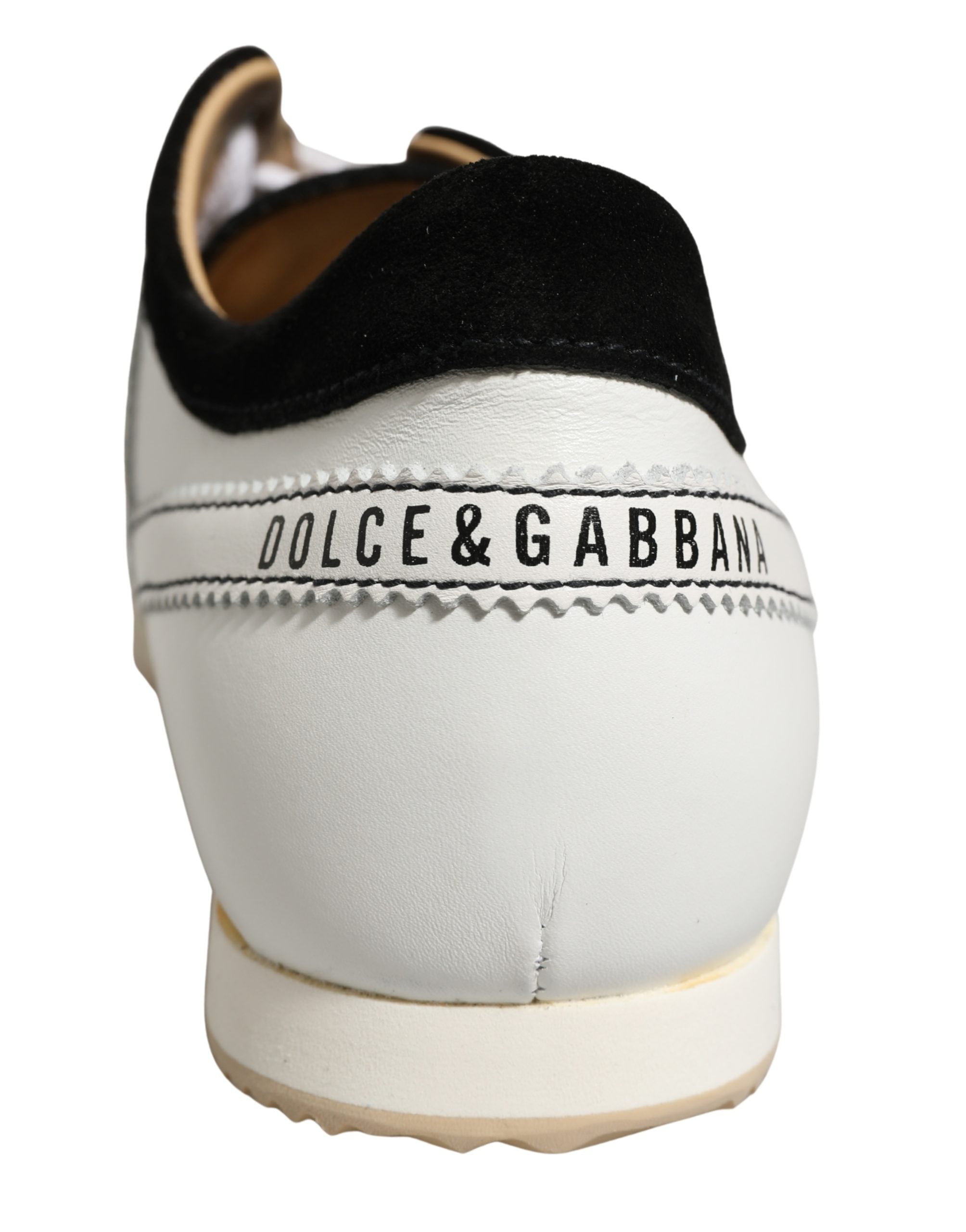 Sneakers Dolce & Gabbana joase din piele întoarsă alb-negru