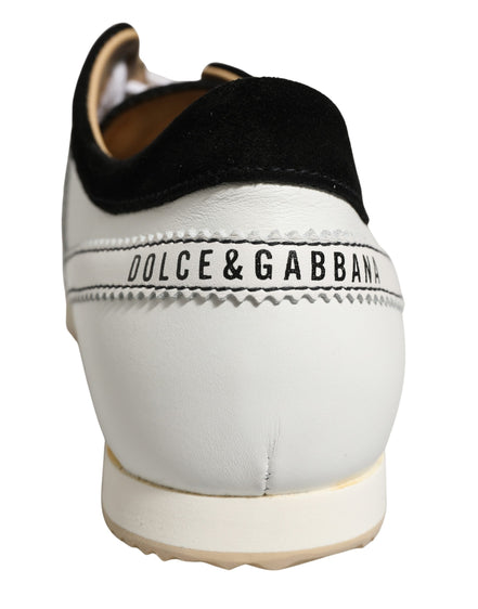 Sneakers Dolce & Gabbana joase din piele întoarsă alb-negru