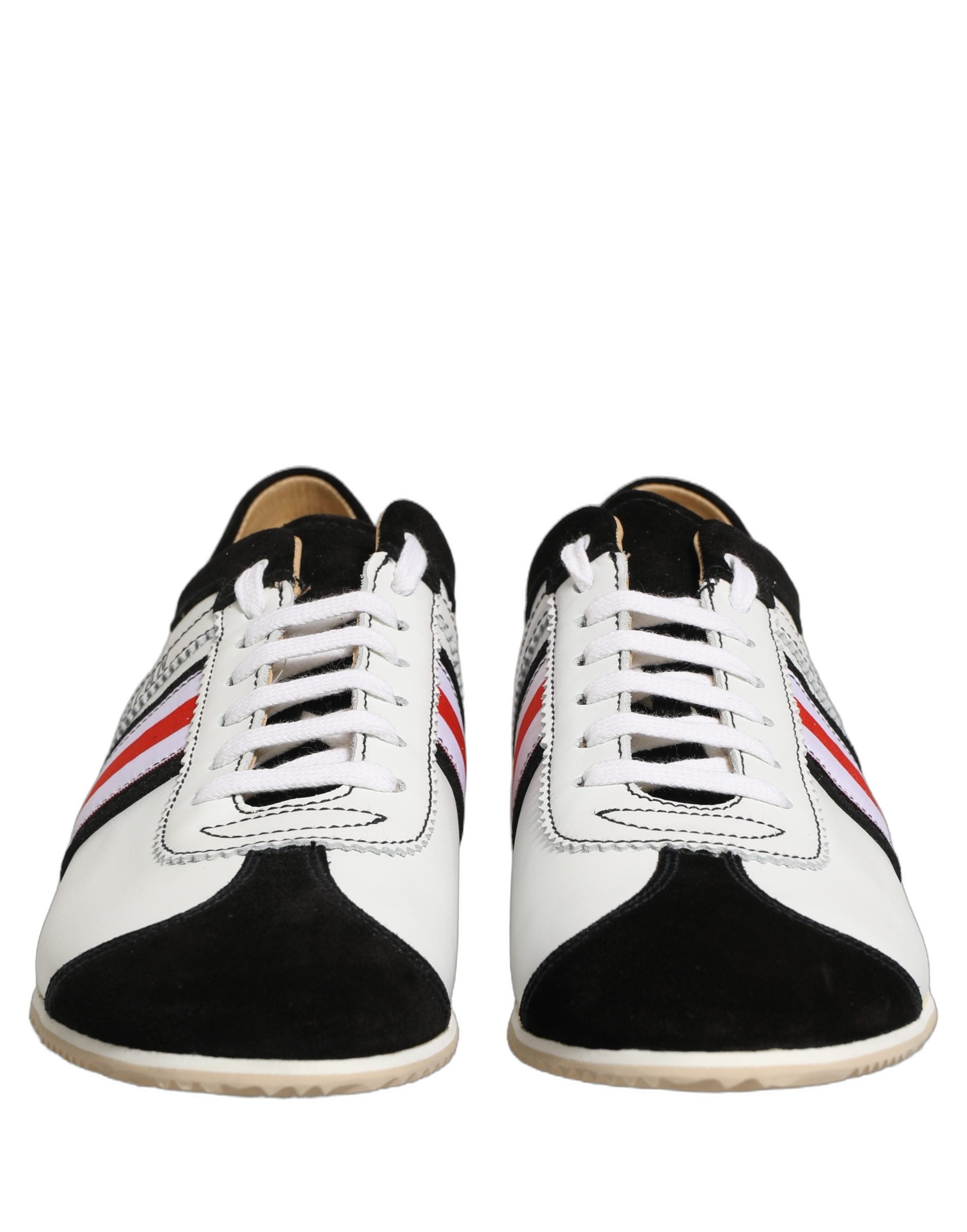 Sneakers Dolce & Gabbana joase din piele întoarsă alb-negru