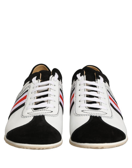 Sneakers Dolce & Gabbana joase din piele întoarsă alb-negru