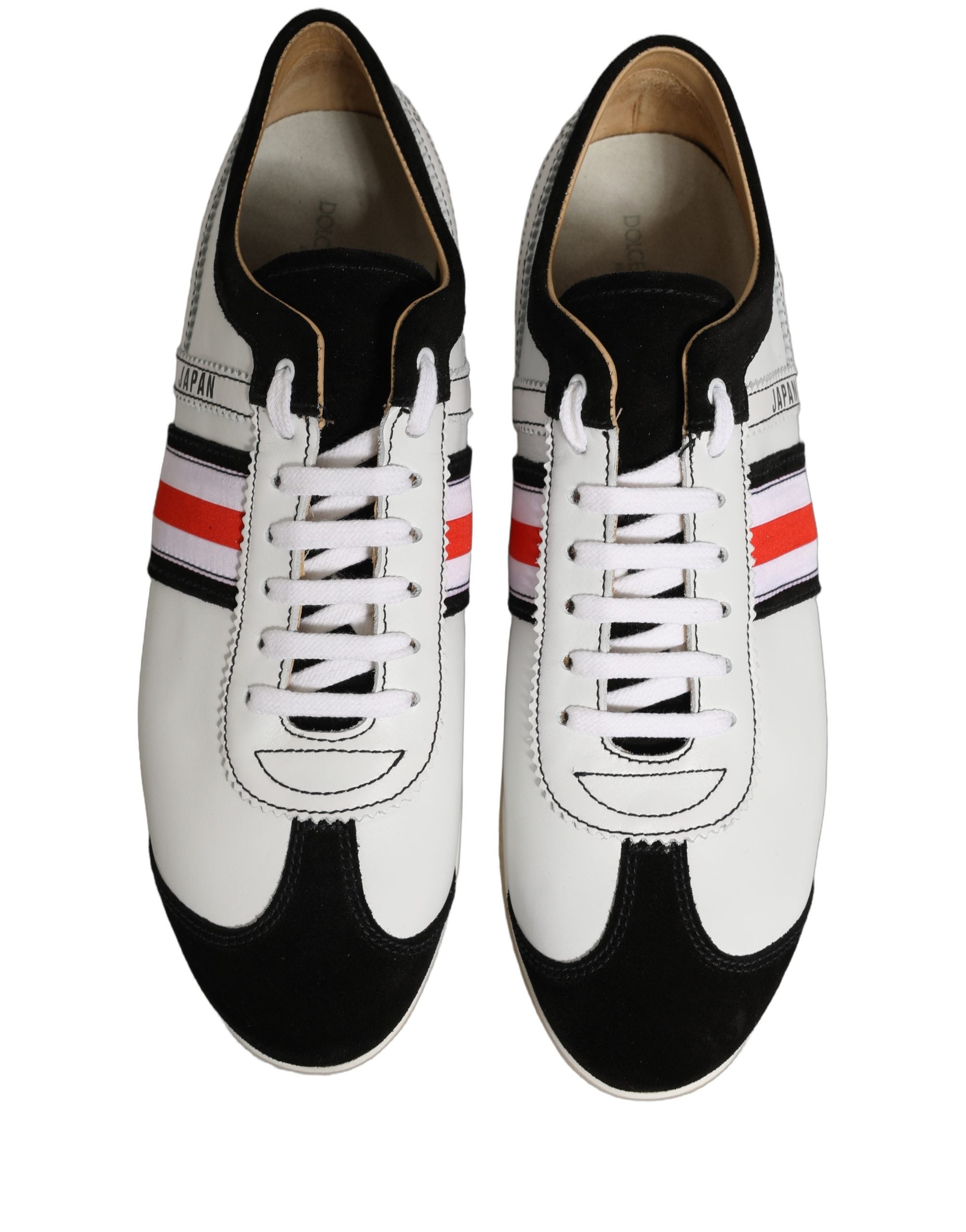 Sneakers Dolce & Gabbana joase din piele întoarsă alb-negru