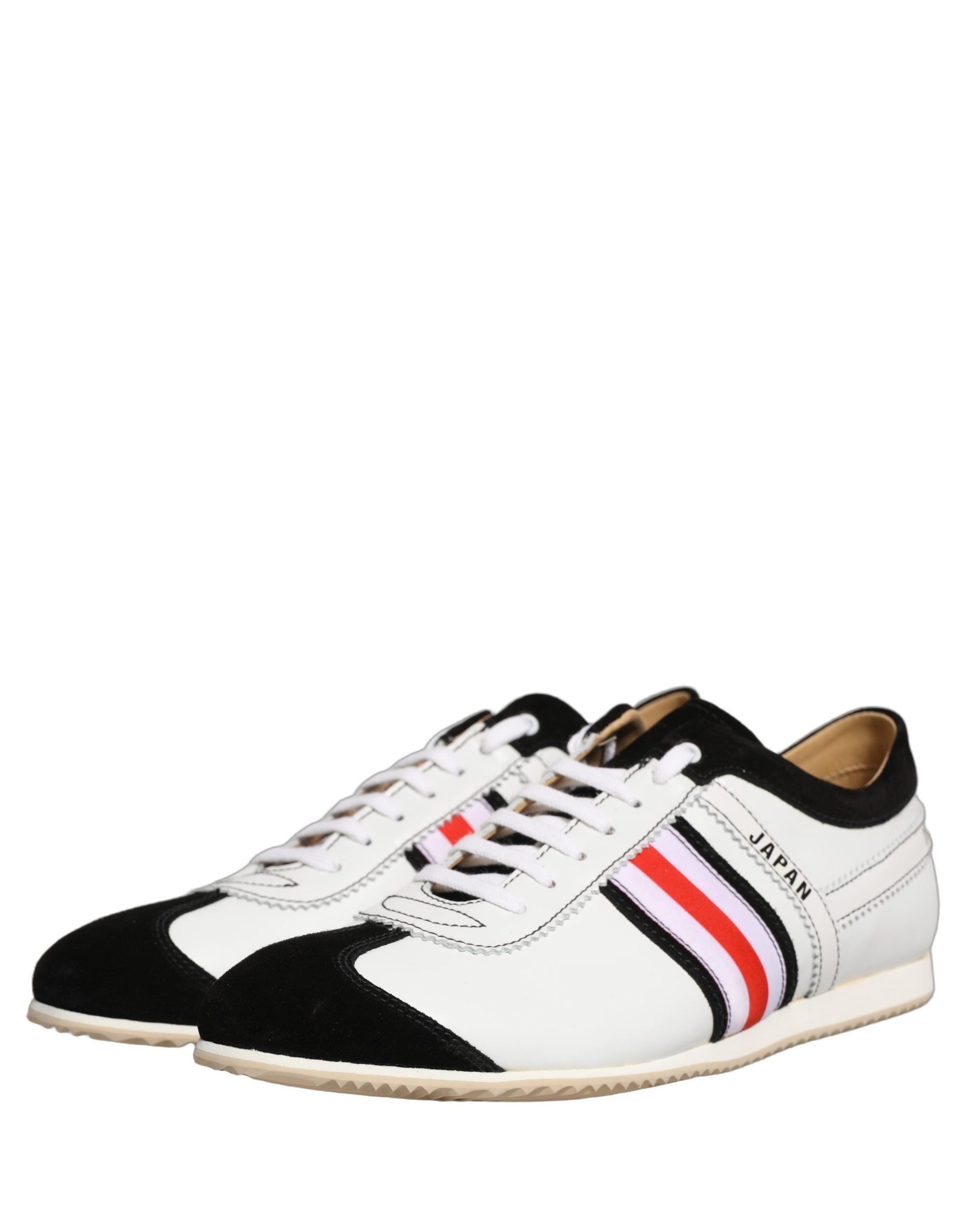 Sneakers Dolce & Gabbana joase din piele întoarsă alb-negru
