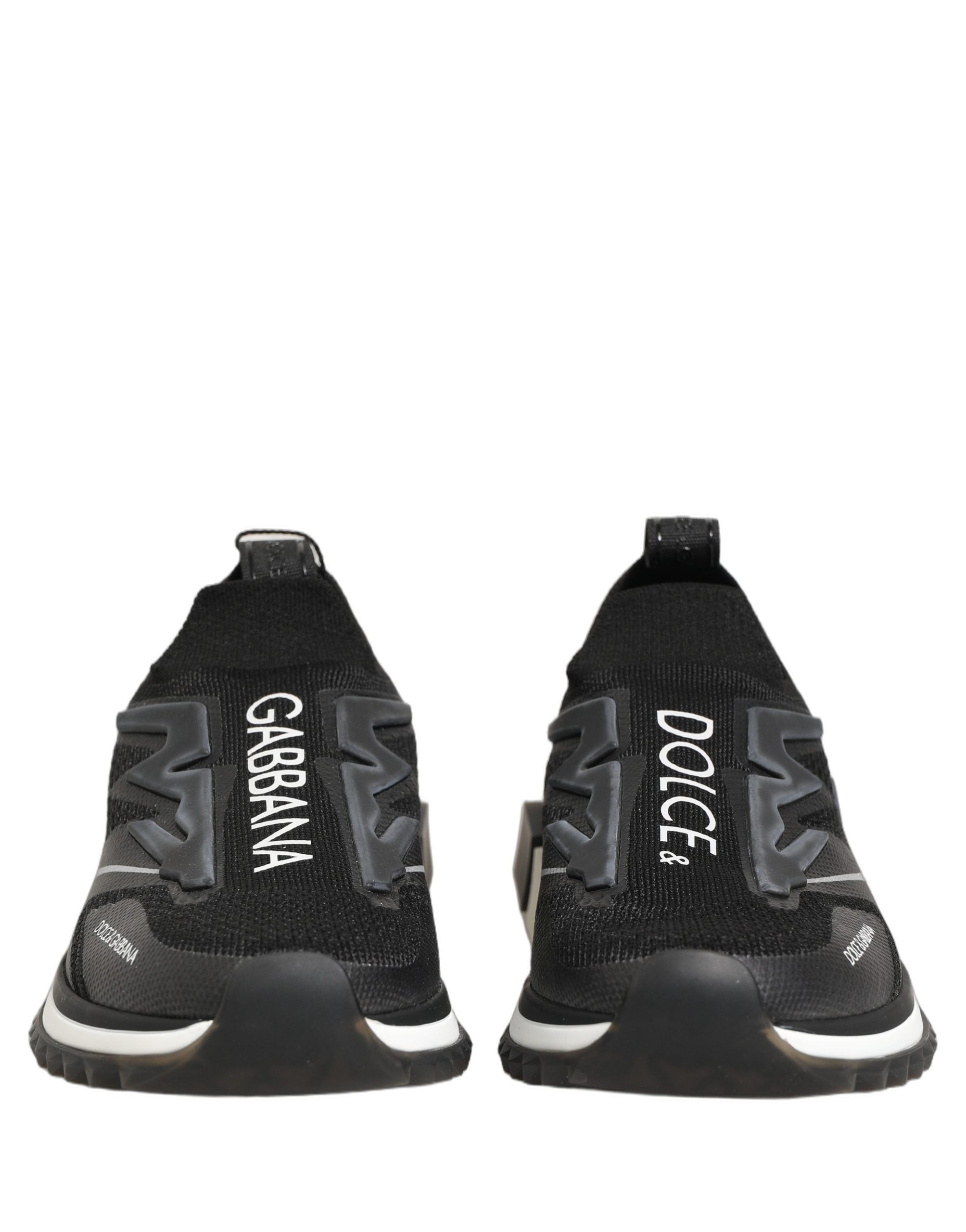 Dolce & Gabbana Black White Sorrento Slip-On Logo Sneakers