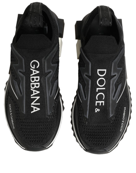 Dolce & Gabbana Black White Sorrento Slip-On Logo Sneakers