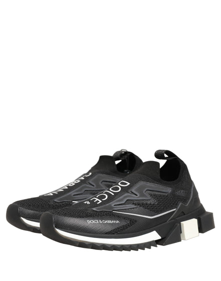 Dolce & Gabbana Black White Sorrento Slip-On Logo Sneakers