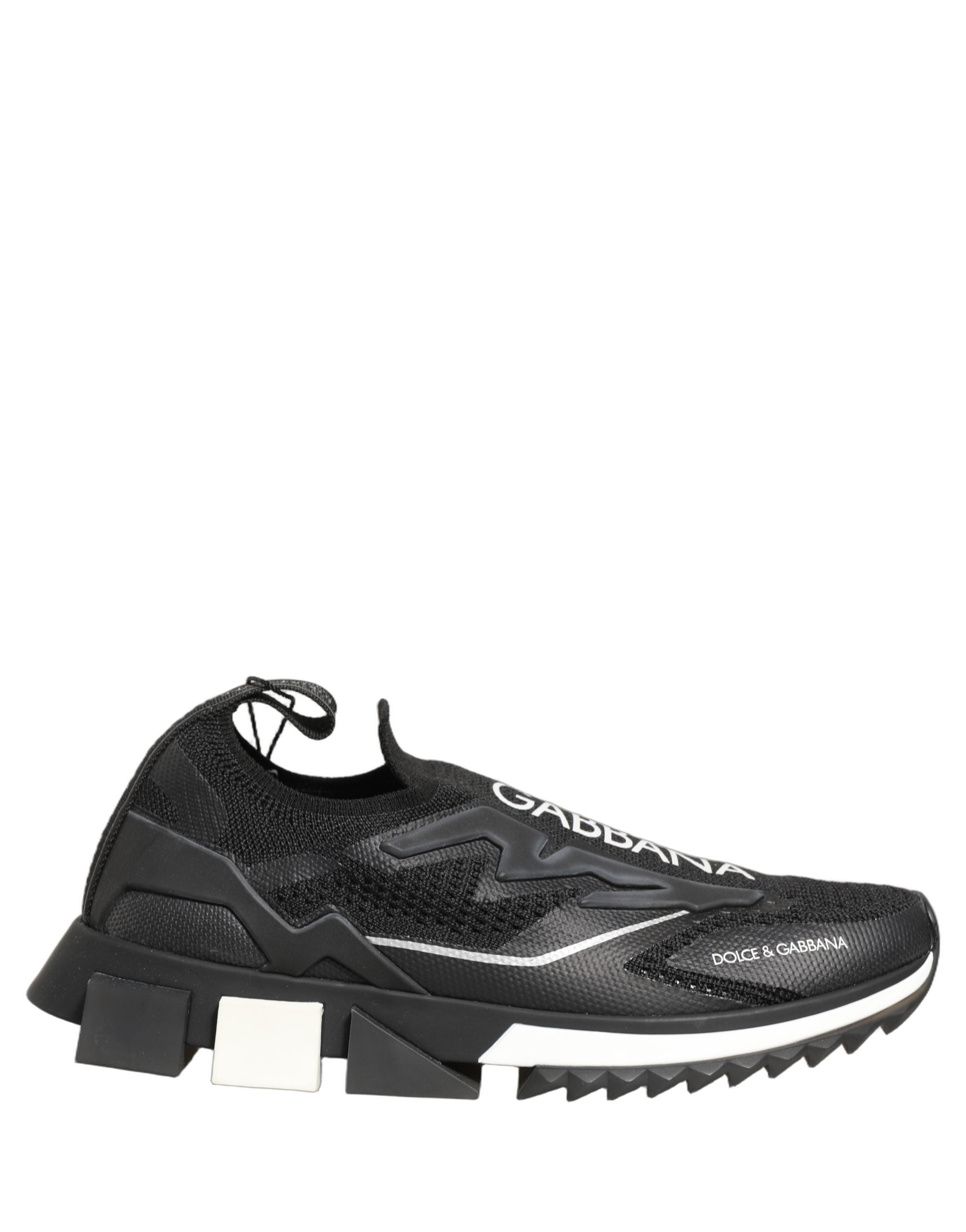 Dolce & Gabbana Black White Sorrento Slip-On Logo Sneakers