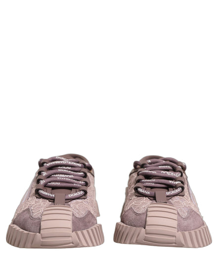 Sneakers joase Dolce & Gabbana NS1 din dantelă roz