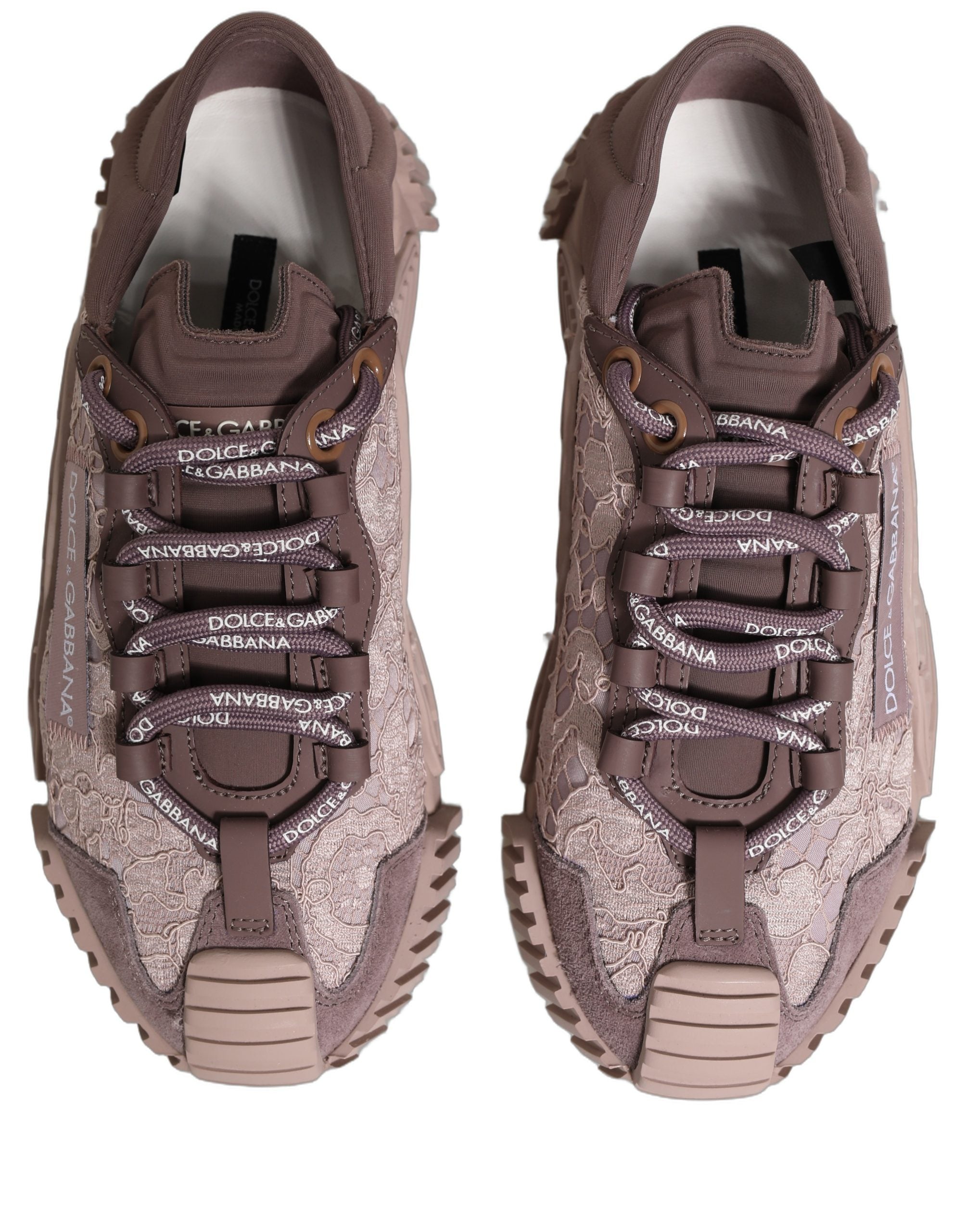 Sneakers joase Dolce & Gabbana NS1 din dantelă roz